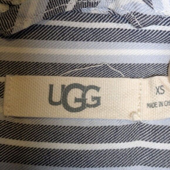 UGG Laura Striped Patch Pocket Nightshirt Size XS Long Sleeve Cotton Blend - Picture 4 of 8